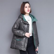 时尚气质后背绣花棉衣连帽亮面短款棉服显瘦保暖外套，女装棉衣/棉服，玛其路