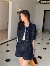 超薄夏季牛仔套装，女装职业装，欧妮卡蒂蔓