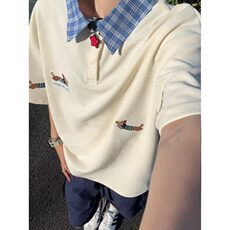 腊肠小狗假两件polo衫男款夏季衬衫领t恤小众学院风五分袖TX105，男装T恤，星座1116A（原606A-3）