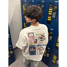 1506/QY5140/P33春秋冬潮牌长袖T恤男小新日历印花宽松打底衫，男装T恤，星座1506
