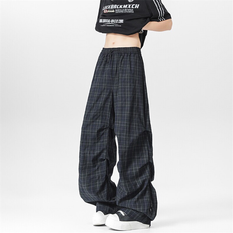 数据！格纹伞兵裤子宽松运动休闲长裤，男装休闲裤，星座617C