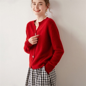 2024年秋冬季圆V领加厚开衫云感35%羊绒图片