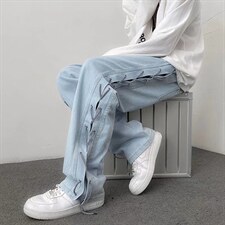 牛仔裤男秋冬2023新款美式炸街嘻哈阔腿长裤K835P50,男装牛仔裤,星座1116-2