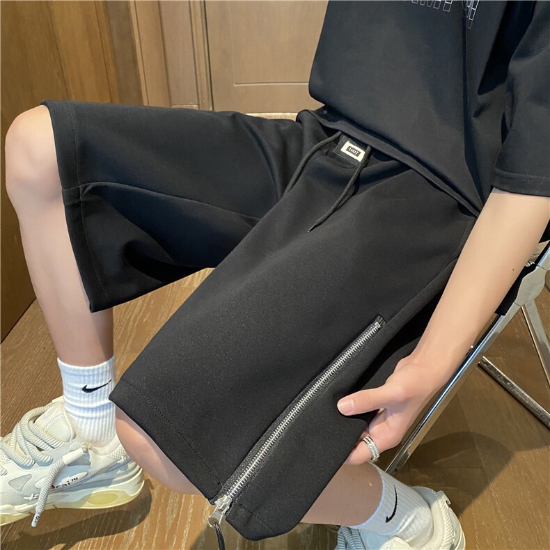 抖音品质夏季潮流拉链设计宽松休闲五分裤B315-K24060-p45控68,男装休闲裤,电商B315