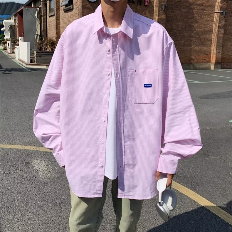春夏季新款衬衫潮流慵懒男方领宽松型衬衫MC14P35图片