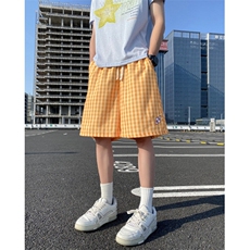 抖音品质夏季新款多巴胺格子冰丝宽松短裤B315-K25582-特p25控48，男装牛仔裤，电商B315