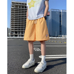 抖音品质夏季新款多巴胺格子冰丝宽松短裤B315-K25582-特p25控48图片