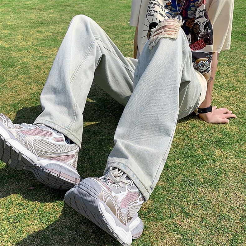 破洞牛仔裤男小直筒B342-K7035-P55直播品质,男装牛仔裤,电商B342