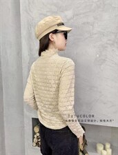 秋季新款 欧货植绒磨毛半高领蕾丝打底衫 高端镂空网纱上衣，其它，tutucolor(1F)