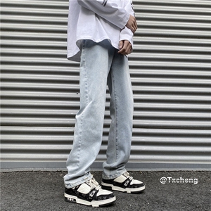 抖音爆新款男高街直筒修身水洗泥巴黄牛仔裤B315-K23252-P50控68图片