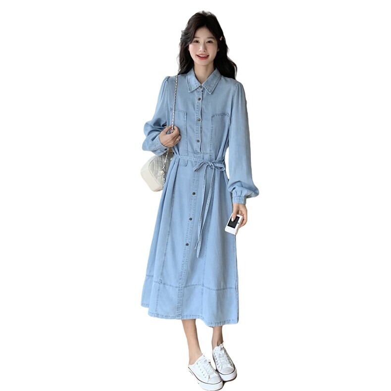 现货-2025年春季新款牛仔连衣裙203P140K218,女装连衣裙,浪娴服饰