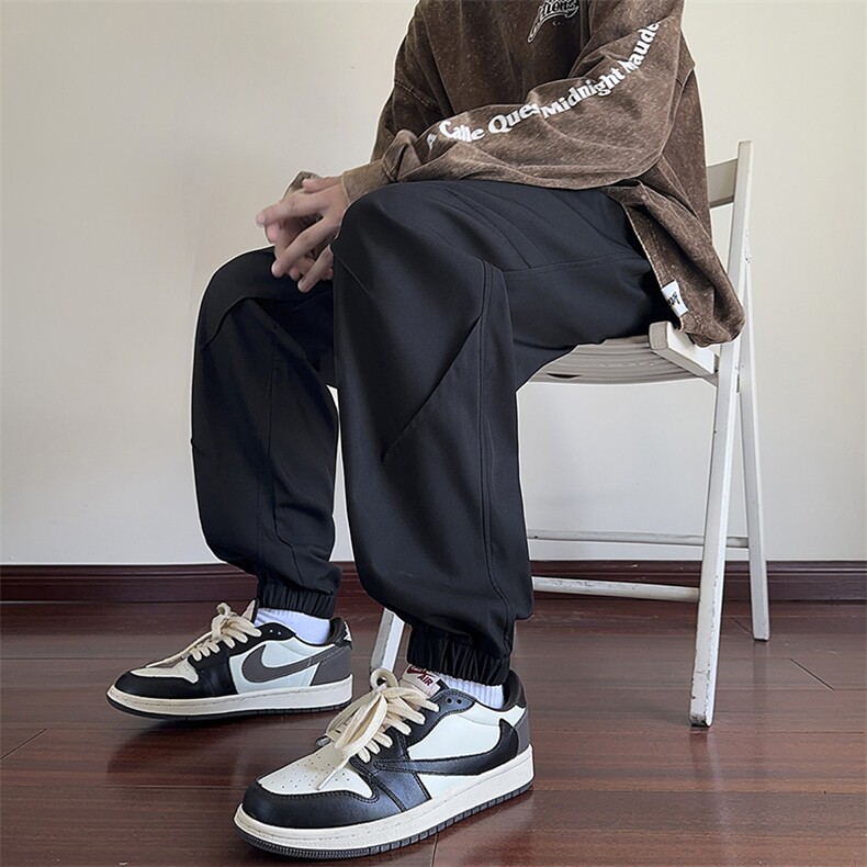 秋季现货宽松纯色束脚垂感休闲裤男DSA157B-K9855-P40,男装休闲裤,电商A157B