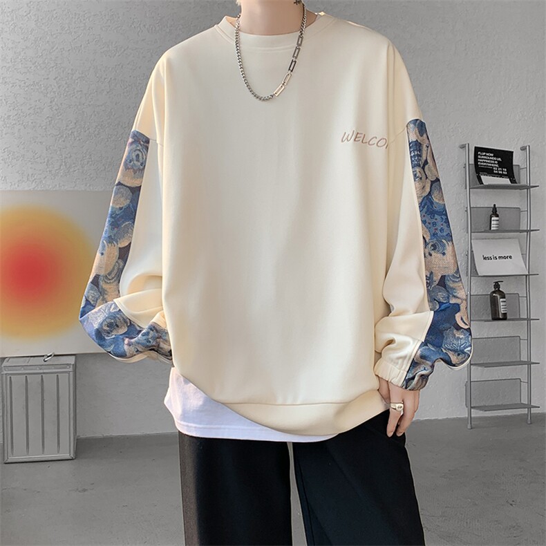 现货春季新款拼接圆领高品质百搭卫衣A059-WY7866-P35控58,男装卫衣,电商A059