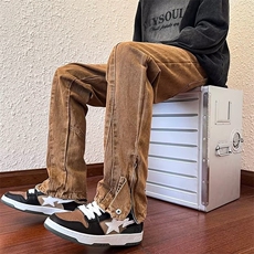 春季美式百搭裤子潮流宽松直筒阔腿休闲长裤男牛仔裤K5027-P48，男装牛仔裤，星座512-2