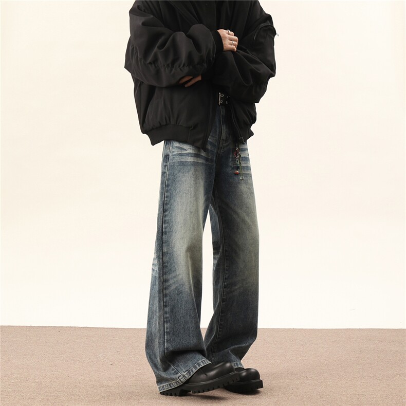 C315-G3093现货开春微喇重猫须洗水牛仔裤(P60X89)4,男装牛仔裤,电商C315