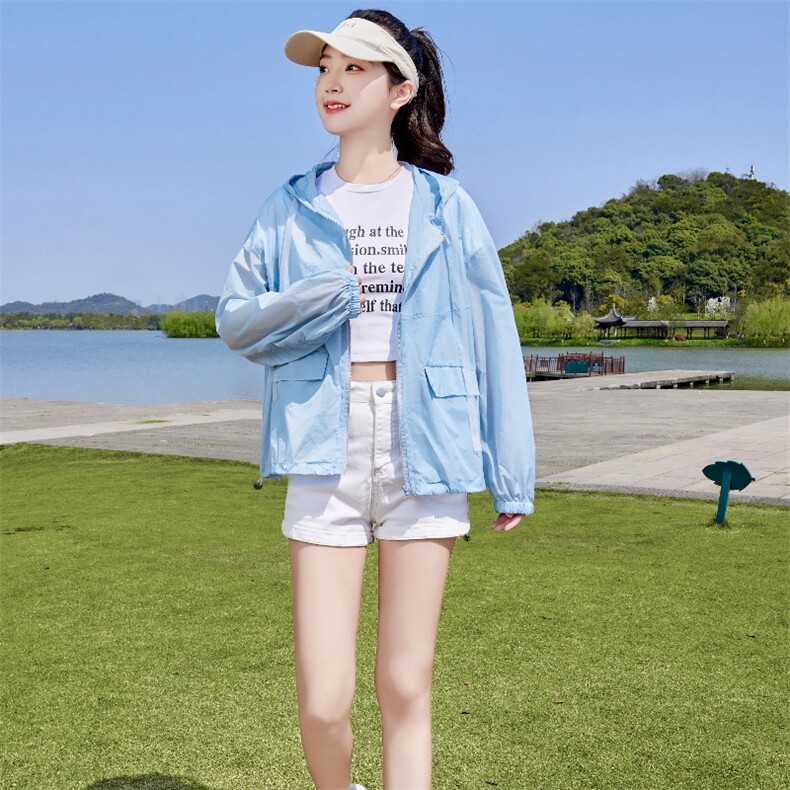 纯色防晒衣女款长袖2025年夏季新款透气薄款韩版宽松防晒衫外套,女装防晒衣,蝶眷