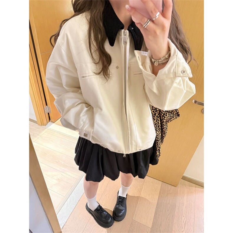 美式复古拼色翻领外套新款休闲宽松男女棒球服夹克513AJK2563P67,男装夹克,星座513A