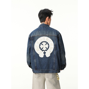 水洗牛仔外套男款春美式痞帅上衣服宽松休闲工装夹克JK1320-P128图片