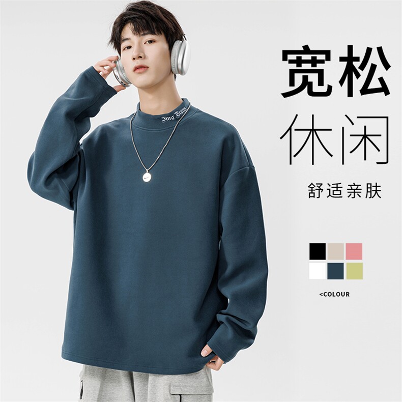 秋冬半高领德绒卫衣男有加绒 WY966-P35图片