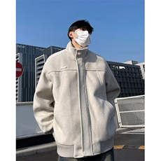 秋冬季美式复古麂皮绒外套男女宽松休闲百搭设计感棉衣外套W9296，男装棉衣，星座506