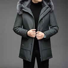 中老年羽绒服男装中年人男士中长款休闲外套爸爸装QLMF8253-P360，男装羽绒服，电商B212（原钱塘6029）