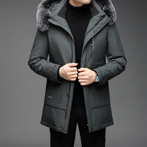 中老年羽绒服男装中年人男士中长款休闲外套爸爸装QLMF8253-P360图片