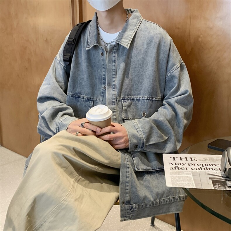 高品质秋款男牛仔夹克工装大口袋渐变色外套JK3607P65,男装夹克,星座1013-1