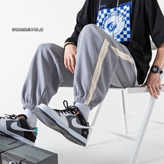 2023夏新款无影墙华夫格男织带宽松大码休闲束脚九分裤K23659-P40，男装休闲裤，电商A082