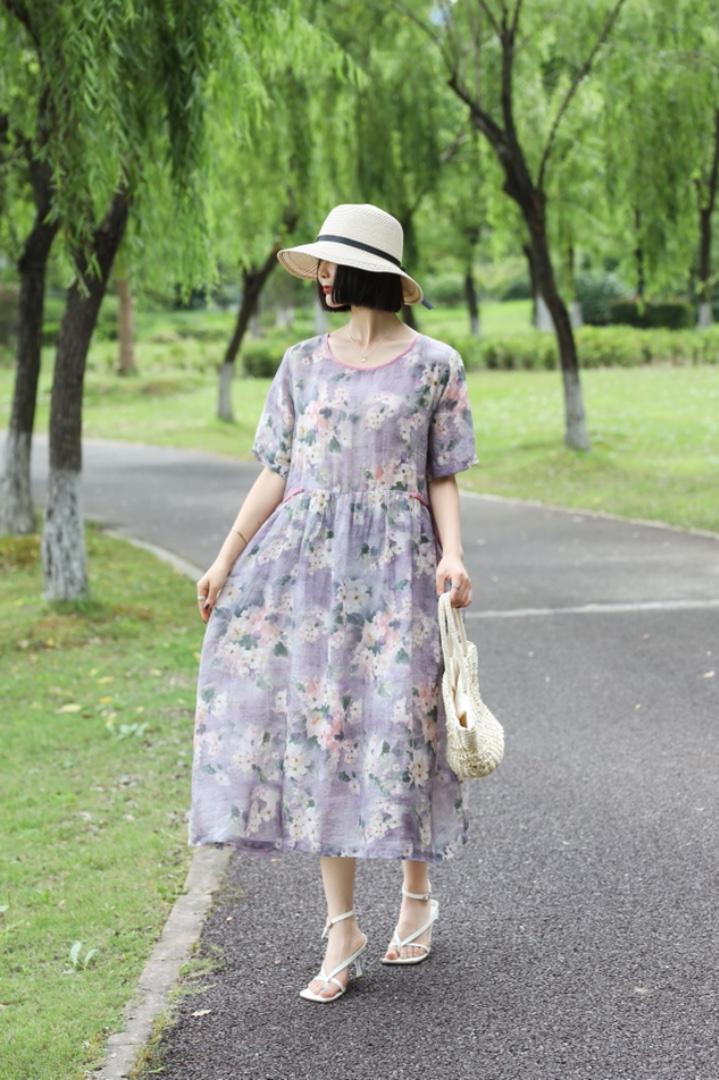 【现货】夏季新款苎花连衣裙,女装连衣裙,依鼎衣典