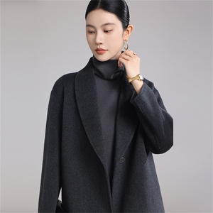 2025年秋季新款百搭女士POLO领杜短款大衣图片