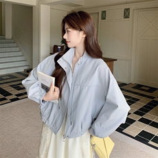 现货新款淡蓝色宽松休闲短外套女春秋季上衣2C353--722#P165K268，女装短外套，2C353
