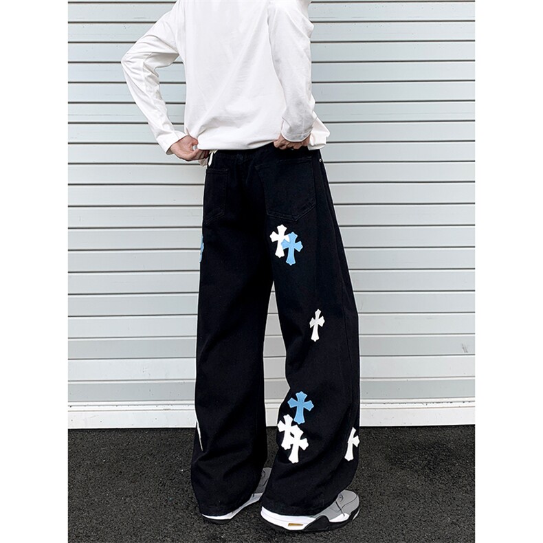 秋冬潮牌复古阔腿裤男宽松直筒百搭牛仔裤N991-P50，男装牛仔裤，星座308B-2