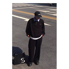 W10489-P40网图现货假两件条纹翻领拼接学院风长袖上衣Polo衫，男装Polo衫，星座1608