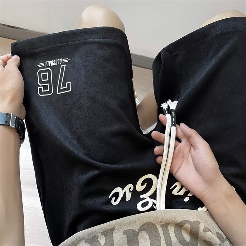 DJ42-P30夏季运动短裤男欧美式街头宽松百搭阔腿裤直筒抽绳五分裤,男装休闲裤,星座302B