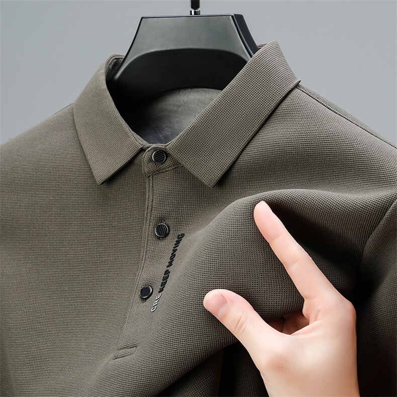 翻领polo衫男加绒加厚长袖t恤休闲宽松上衣服打底衫男生2024年，男装Polo衫，电商B212（原钱塘6029）