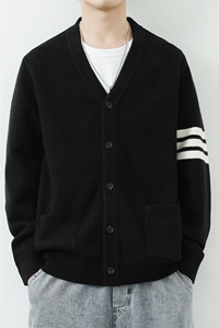 日系潮牌开衫外套百搭休闲毛衣褂子男生慵懒风加厚V领针织衫图片