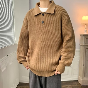 毛衣男春秋冬宽松vintage针织衫慵懒风潮polo线衣外套男W4417-P50图片