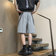 夏季新款速干皱感织带拼接短裤宽松M~4XLXZ604-DK211-特P25控48，男装牛仔裤，星座604