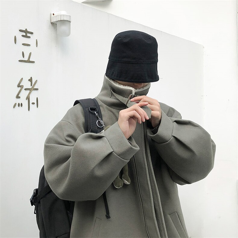 秋冬呢料港风ins纯色加厚羊羔毛短款男保暖棉衣A071-089-P125,男装夹克,电商A071