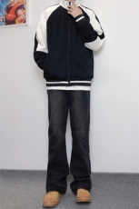 B221美式ins高街暗黑光版修身微喇牛仔裤LK23137-P55控78，男装牛仔裤，电商B221