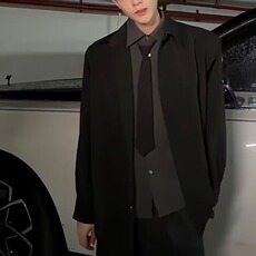 档口现货D5170-特批65高级感纯色假两件领带衬衫男士上衣，男装衬衫，星座603-2