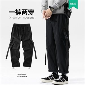 2021秋冬新款日系工装裤男潮百搭休闲九分运动裤 A438图片