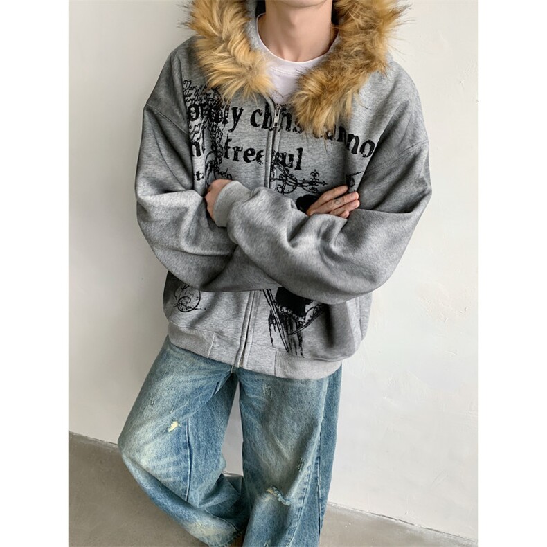 25哥特个性连帽加毛夹克外套WY41--P118,男装夹克,电商B288