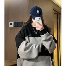 中性风春装新款潮街头宽松撞色卫衣字母绣花外套潮D240-P58，女装短外套，电商A335-1（原A458）