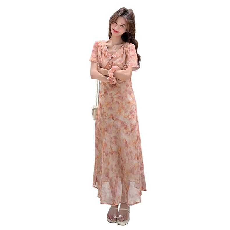 现货！现货!2C256-605-p130-k189新品2025碎花连衣裙配头绳花,女装连衣裙,2C256