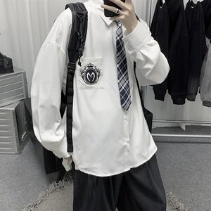 DK/JK学院风长袖衬衫男ins情侣衬衣  CS2021（送领带）图片
