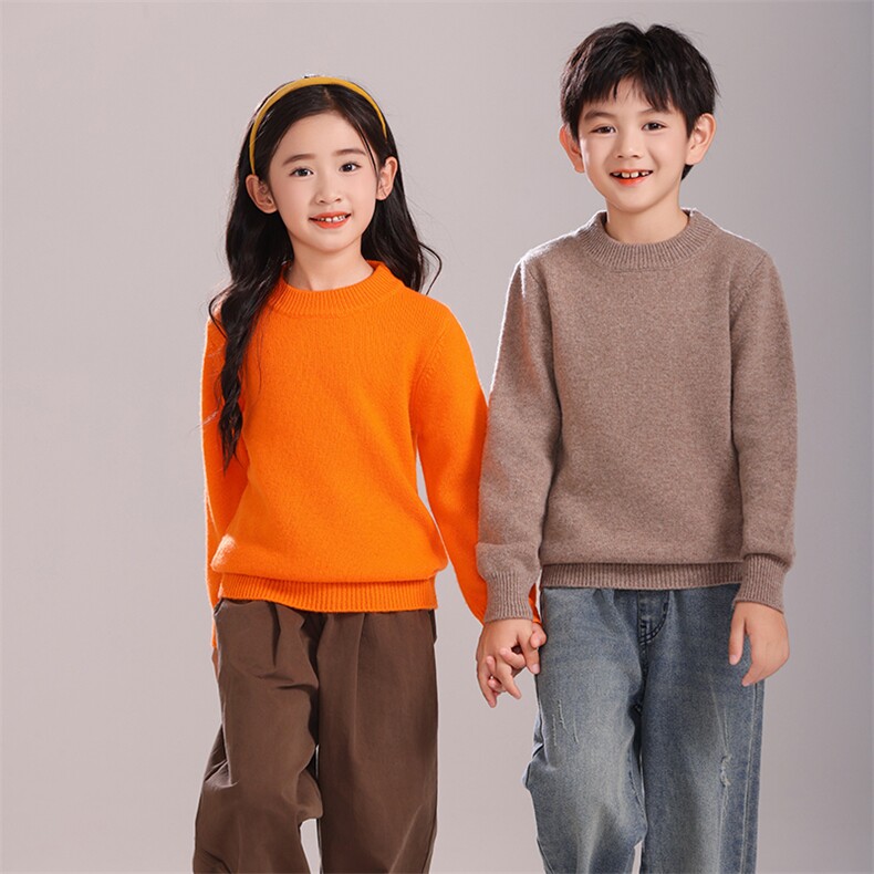 双股童装半高领男女同款纯色舒适羊毛衫,童装儿童羊毛衫,拓晨羊绒