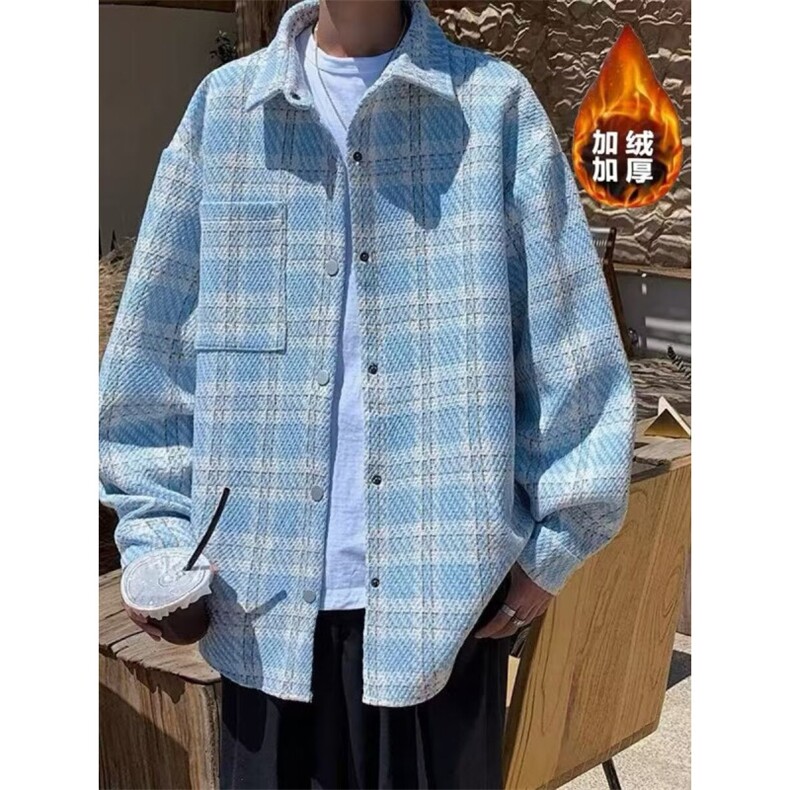 1506-1/JJK191/P44复古格子长袖衬衫男港风文艺休闲潮牌百搭男女,男装衬衫,星座1506-1