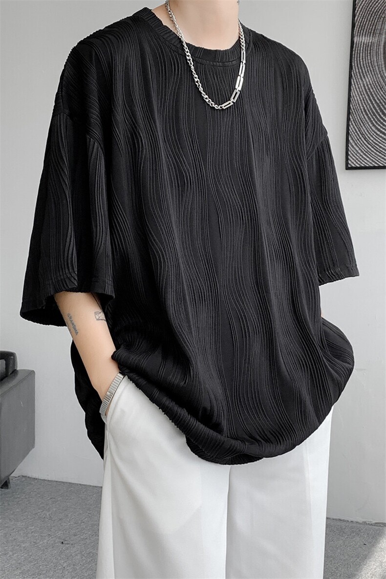 8XL-M特大码夏季短袖冰丝皱感透气T恤男潮垂感宽松半袖DX305P45,男装T恤,电商D206-1