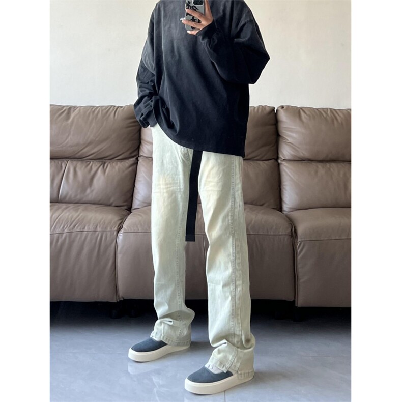 WASSUPHAPPY美式水洗泛黄牛仔裤男款夏季潮牌水洗做旧休闲长裤子,男装牛仔裤,星座B271